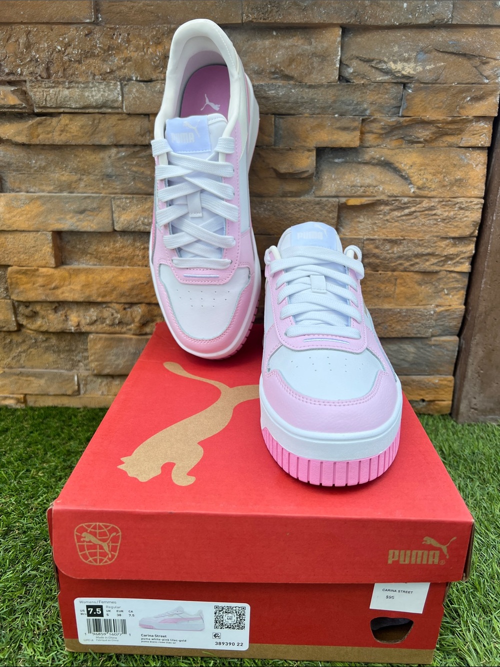PUMA Women's SIZE 7.5 Puma Carina Street Puma White-Pink Lilac-Gold NEW IN BOX